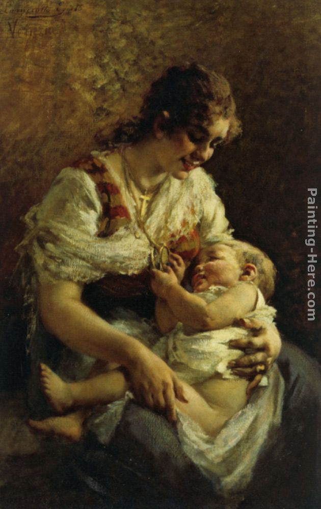 Motherly Love painting - Egisto Lancerotto Motherly Love art painting